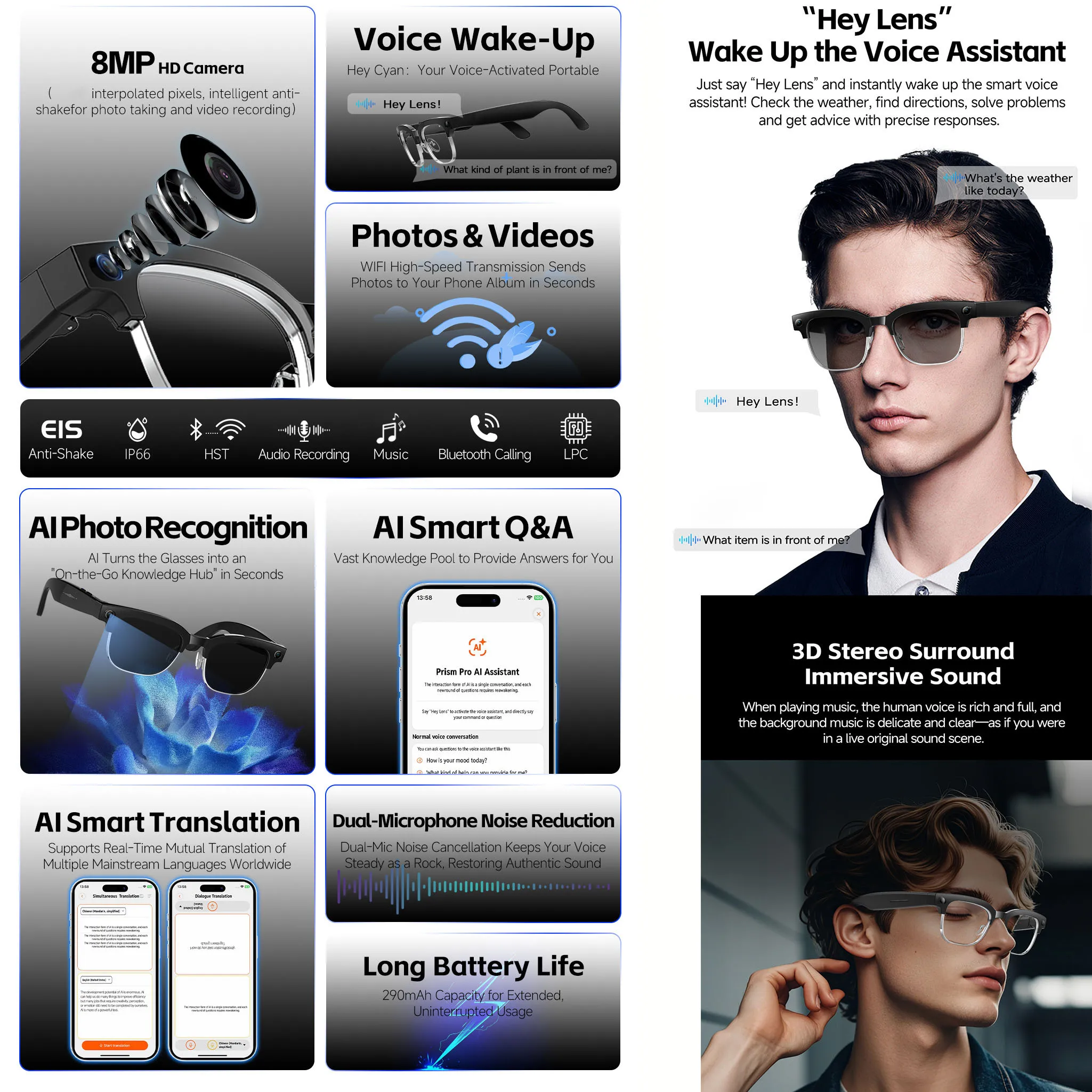 AI Smart Glasses with Voice Wa - Bltouch recension och pris