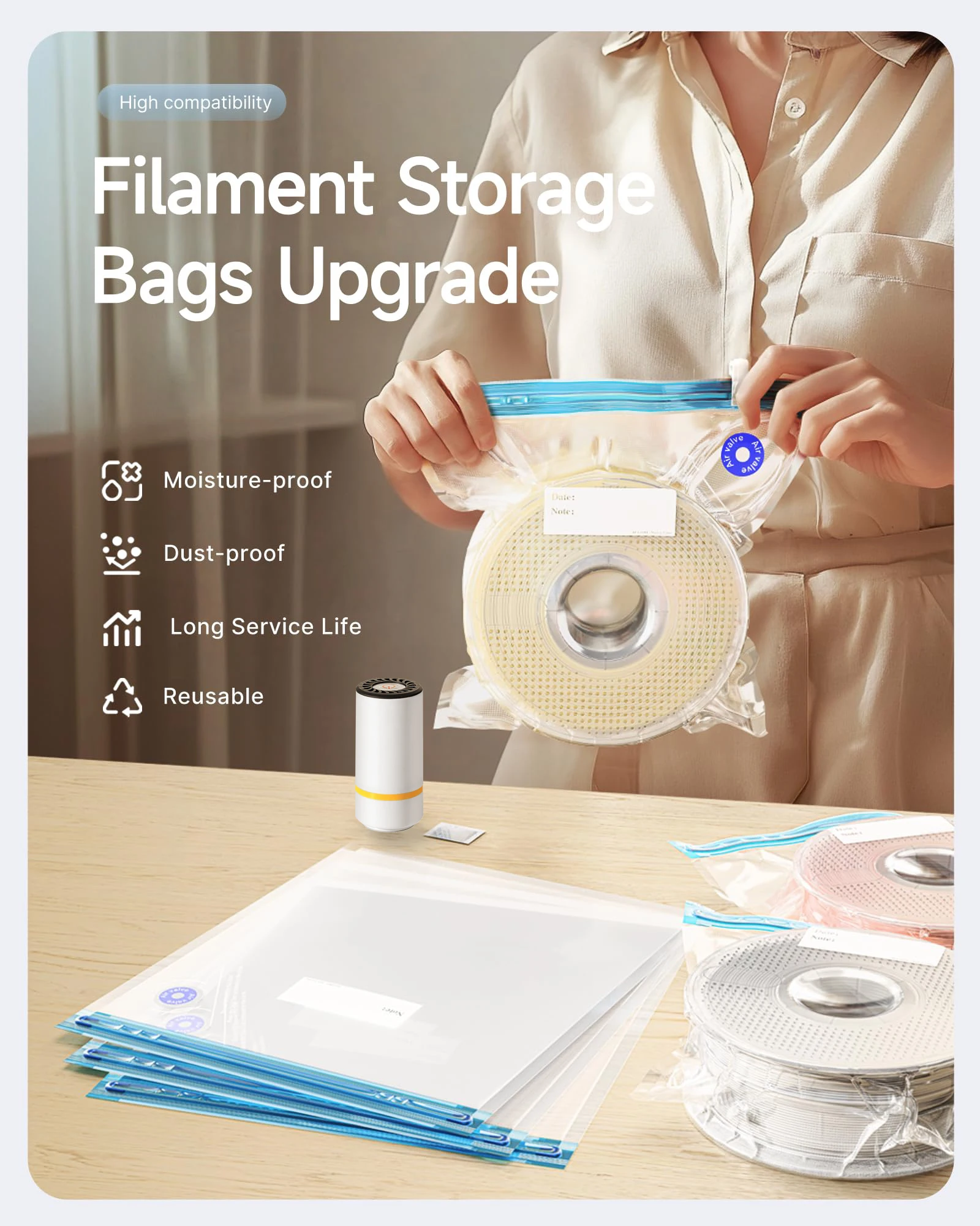 3D Printer Filament Vacuum Bag - 3D Printer Stand recension och pris